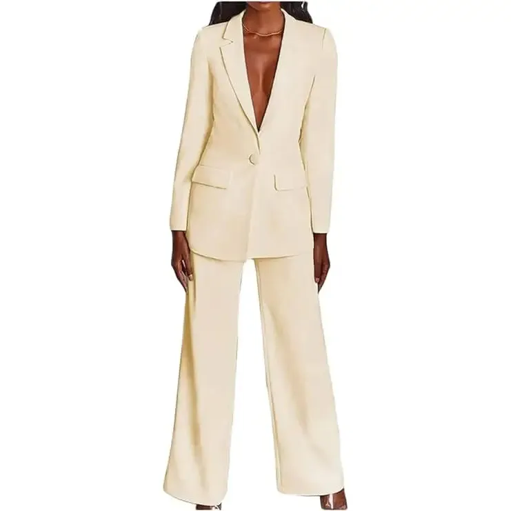 2 Piece Suits with Deep V Neck Jacket Plus Size