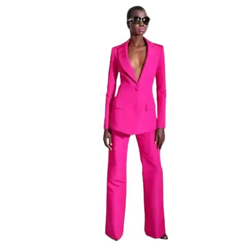 2 Piece Suits with Deep V Neck Jacket