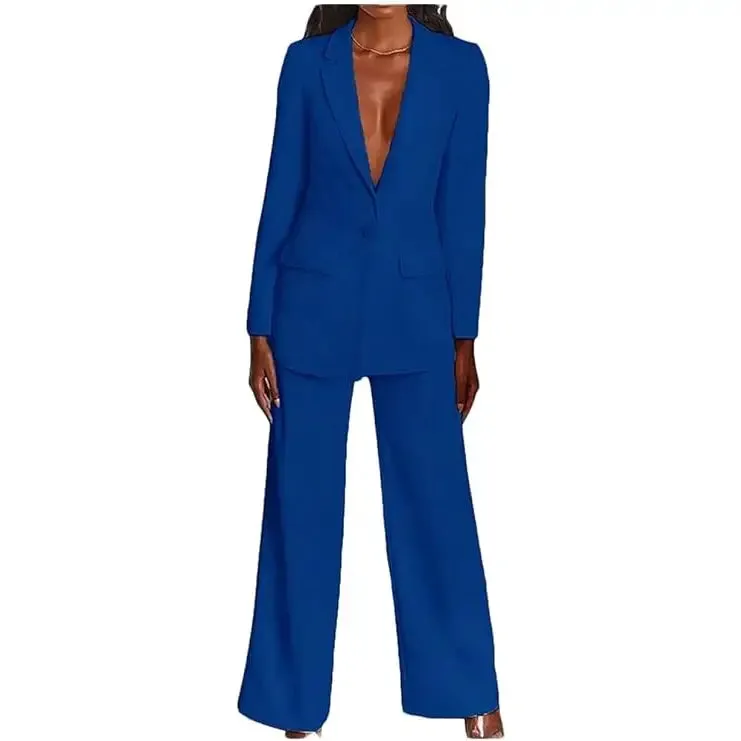 2 Piece Suits with Deep V Neck Jacket