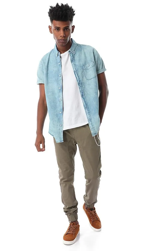 54505 Half Sleeves Wash Out Denim Shirt