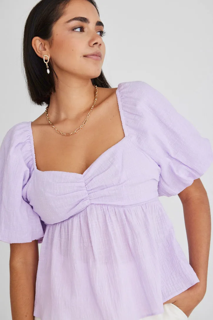 Adore Lilac Texture SS Babydoll Top