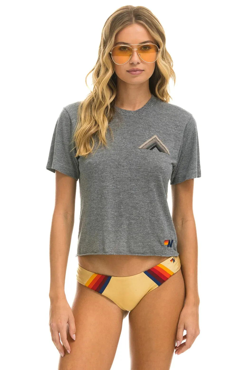 Aviator Nation MOUNTAIN STITCH BOYFRIEND TEE - HEATHER GREY // GREY