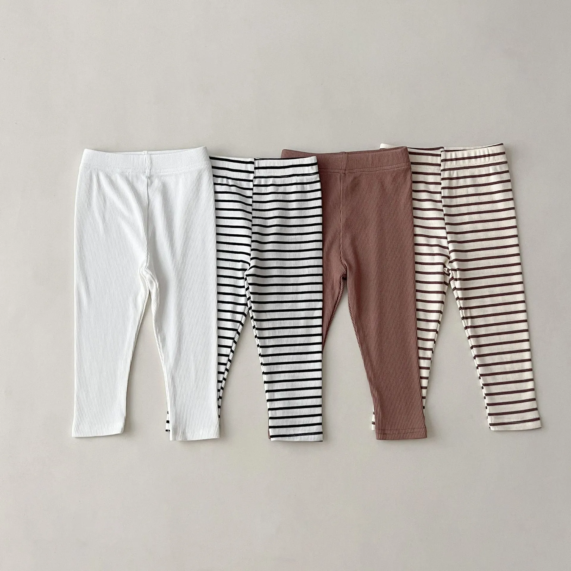 Baby Kid Girls Solid Color Striped Pants Leggings Wholesale 23113058