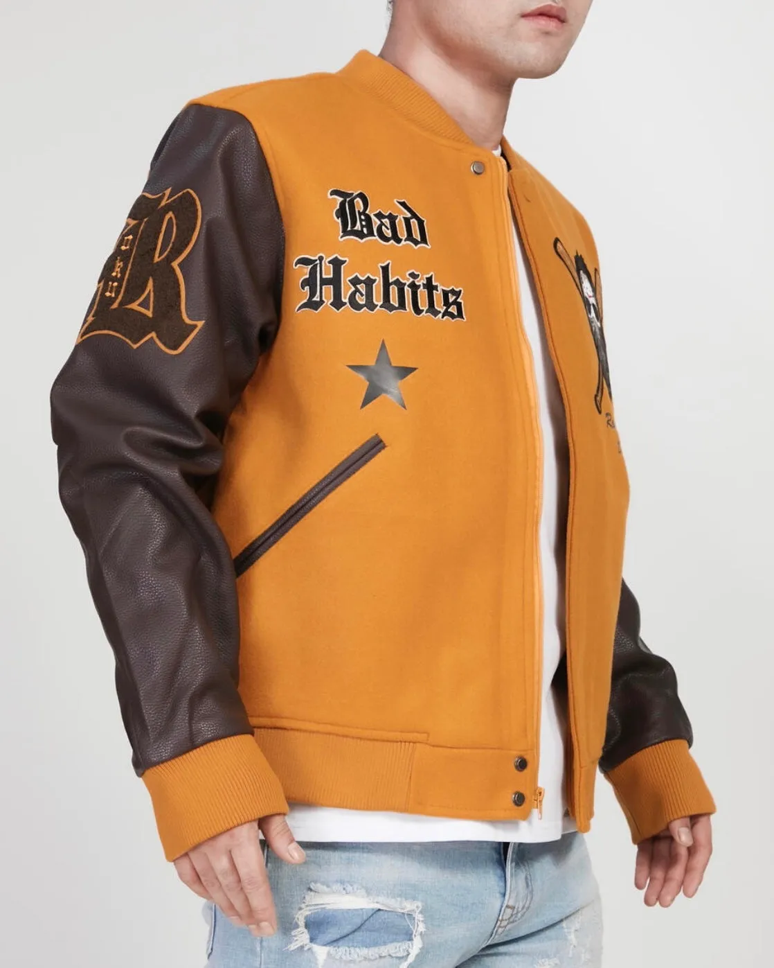 Trendy Bad Habits Varsity Jacket for Stylish Casual Wear