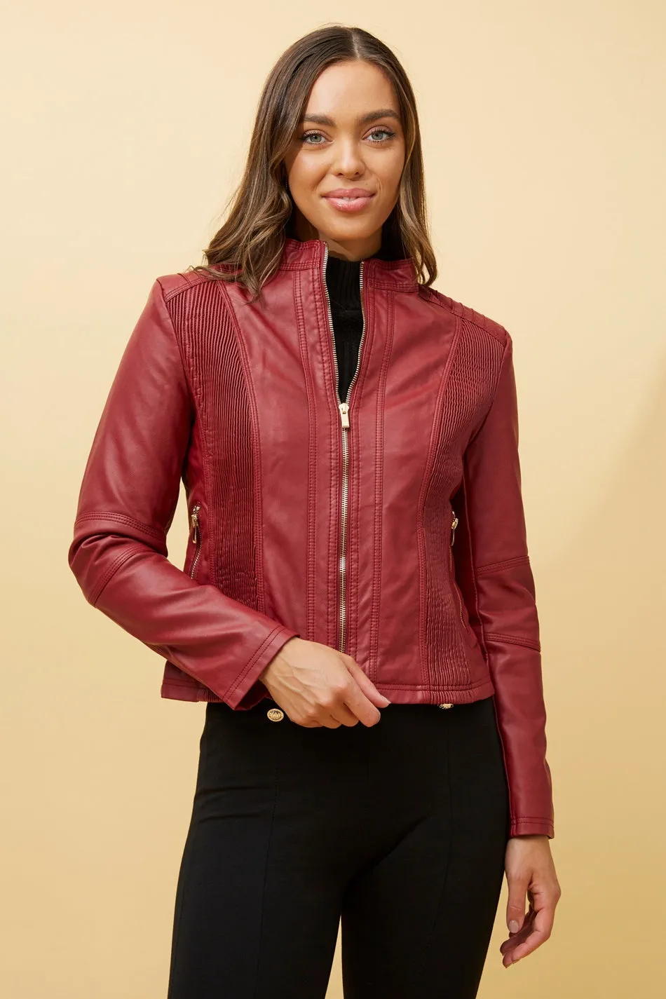 BECKY VEGAN LEATHER BIKER JACKET