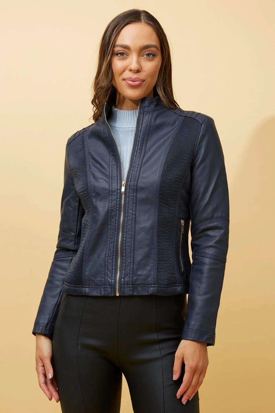 BECKY VEGAN LEATHER BIKER JACKET