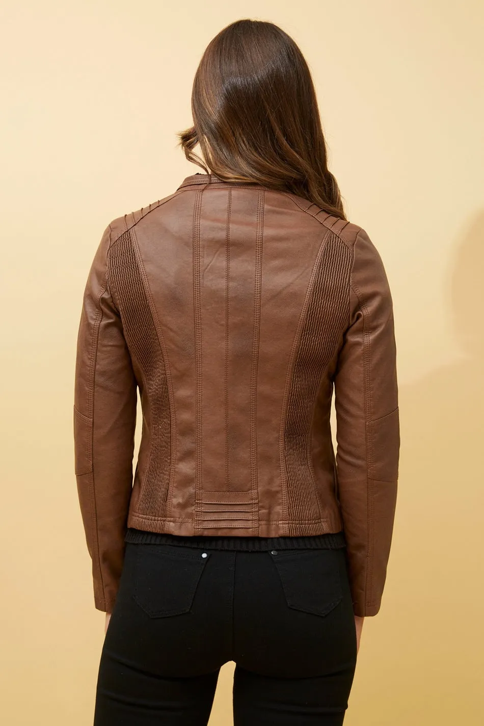 BECKY VEGAN LEATHER BIKER JACKET