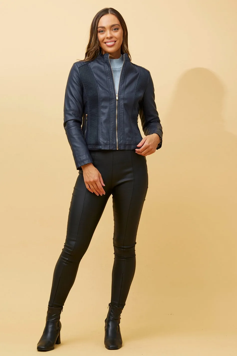 BECKY VEGAN LEATHER BIKER JACKET