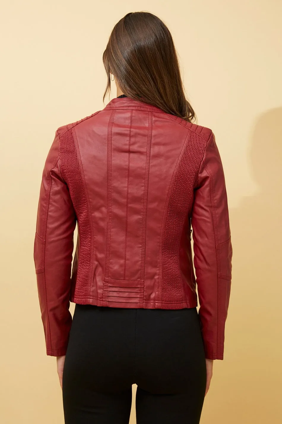 BECKY VEGAN LEATHER BIKER JACKET