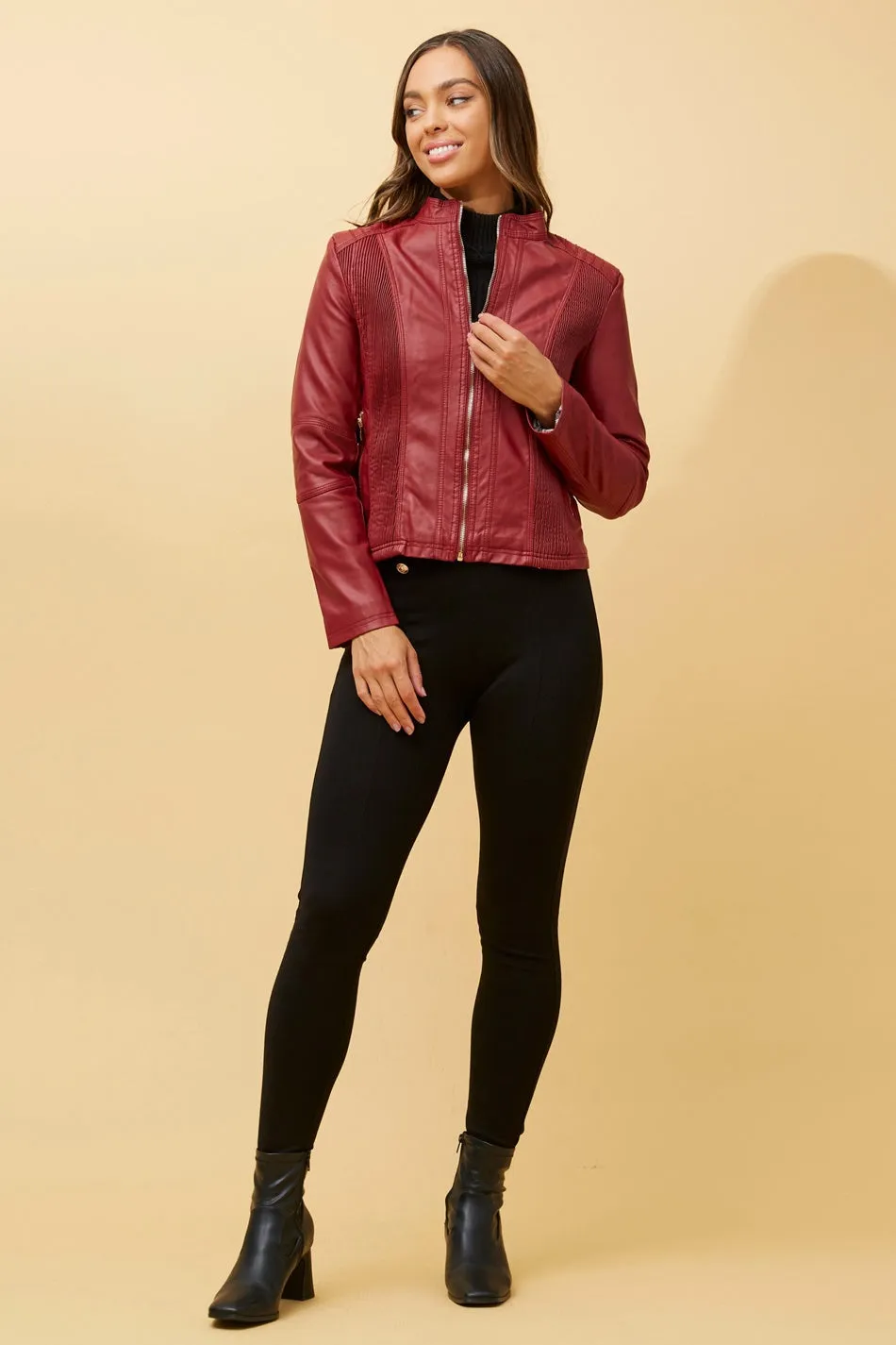 BECKY VEGAN LEATHER BIKER JACKET