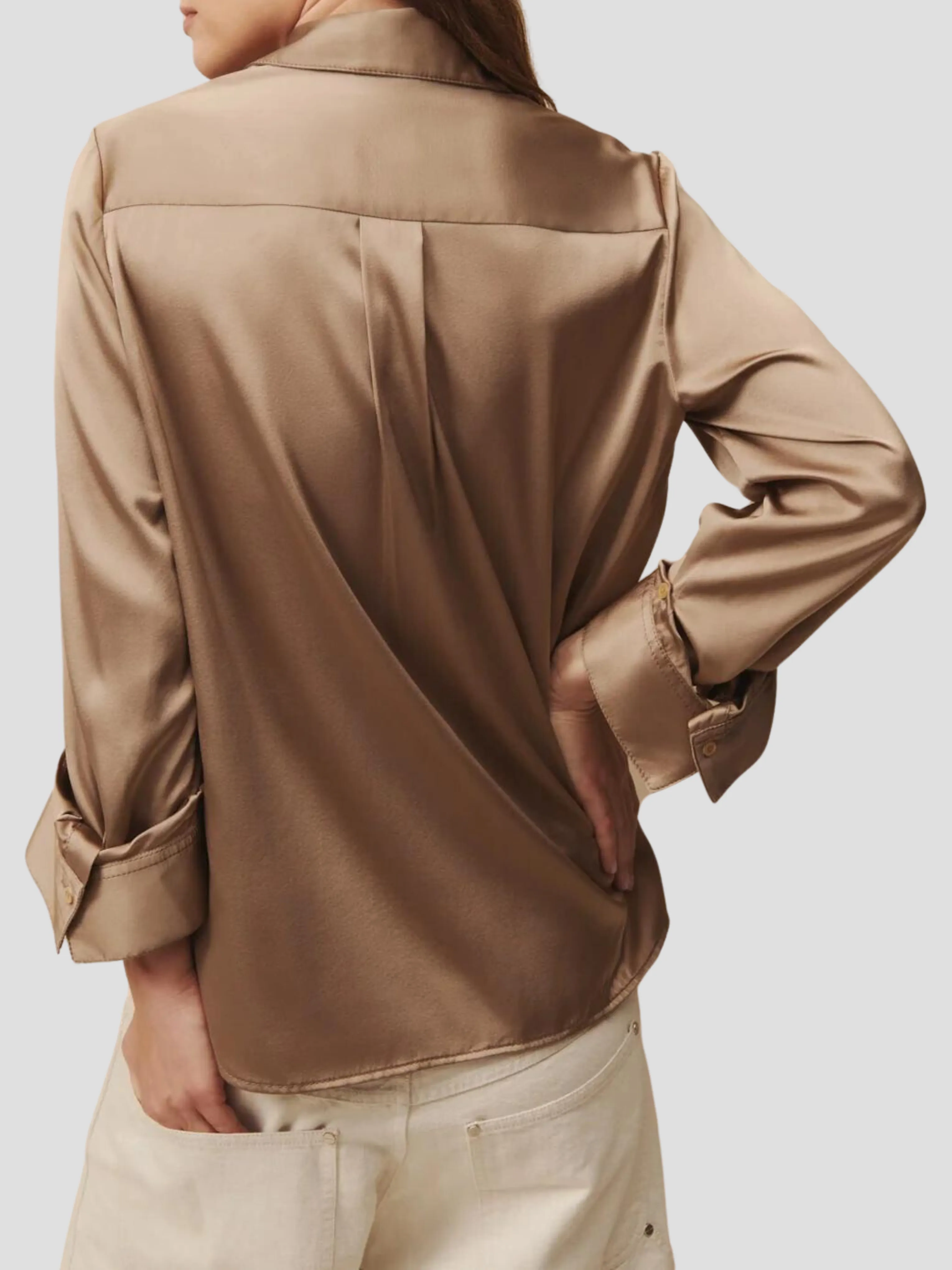 Boyfriend Shirt in Champagne Silk