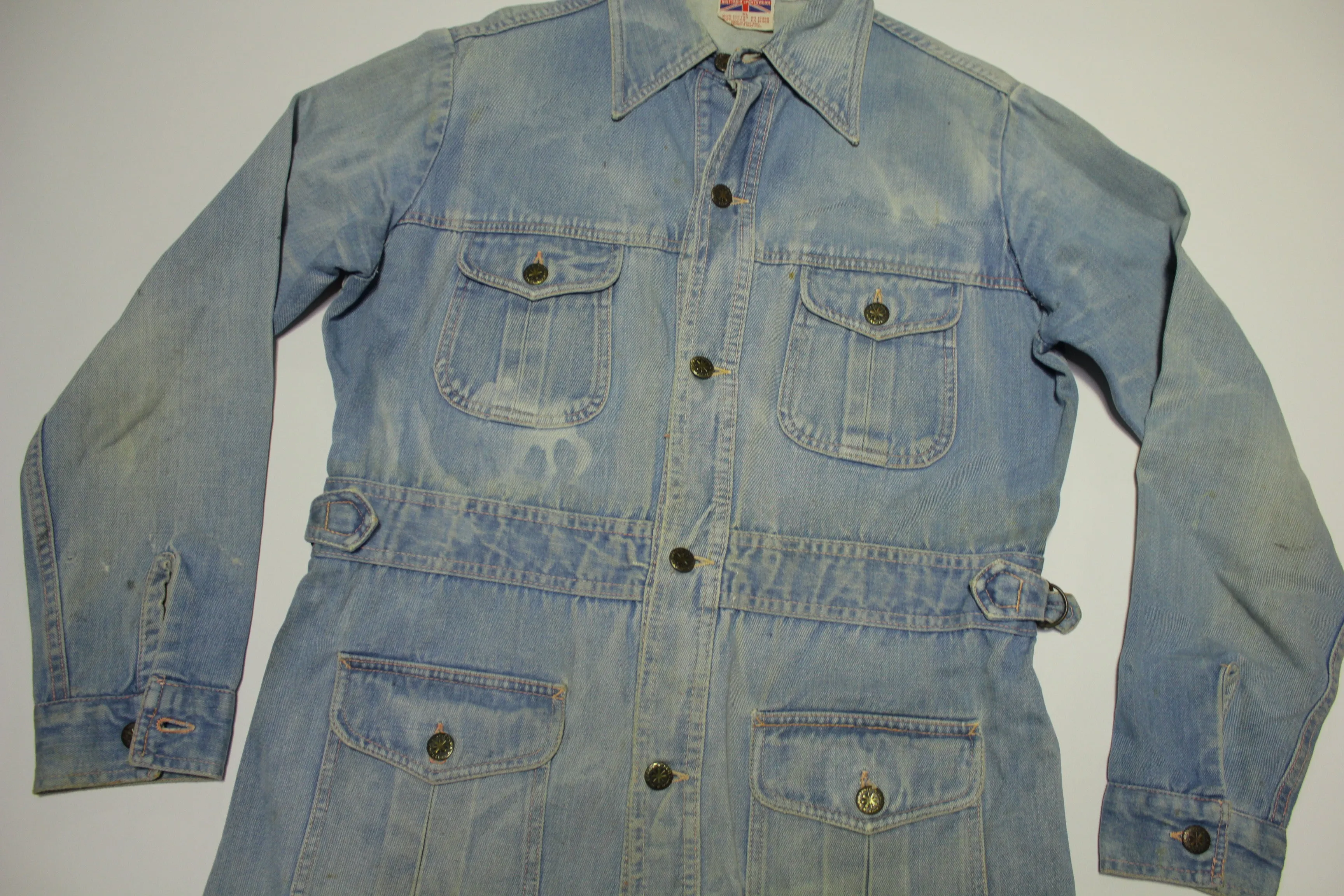 Brittania Sportswear Vintage 70's Disco Buckle Back Chore Denim Jeans Jacket