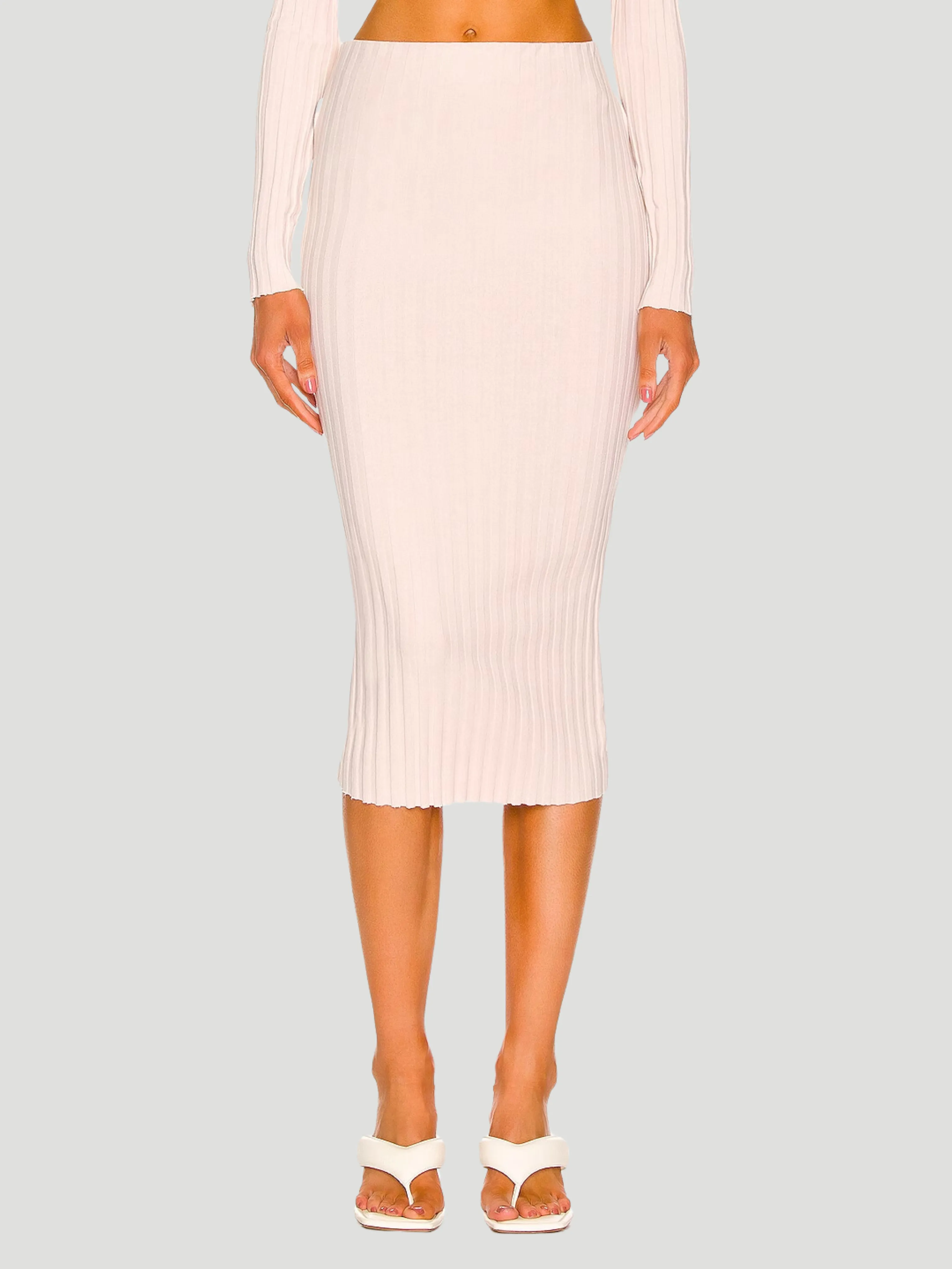 Capri Blush Ribbed Midi Skirt