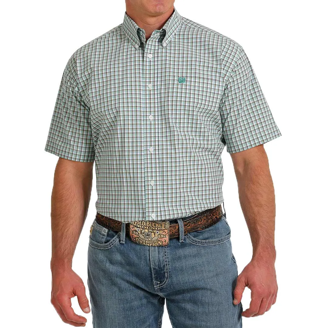 Cinch Men's Short Sleeve Check Print Button-Down Shirt