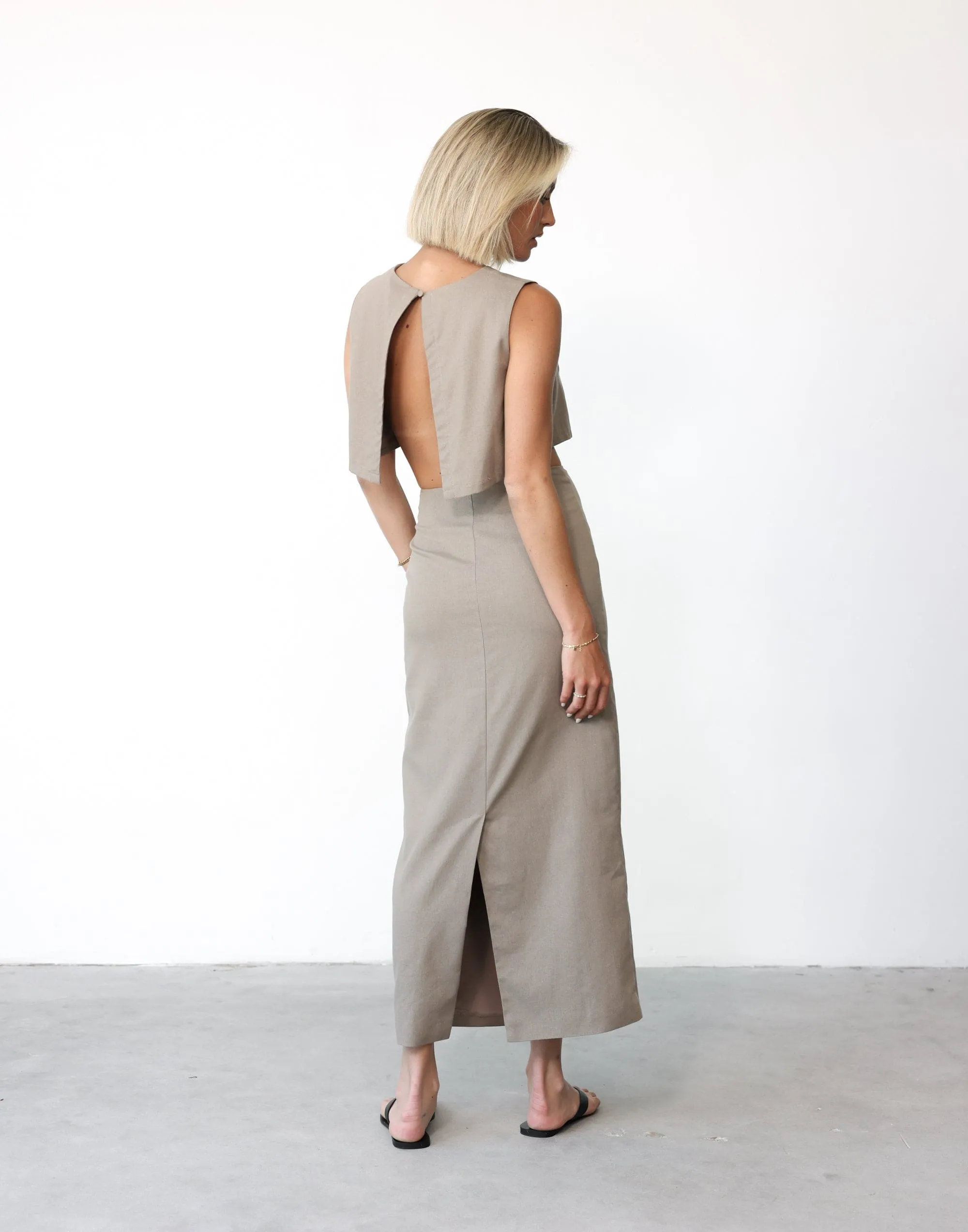 Como Linen Maxi Skirt (Stone)