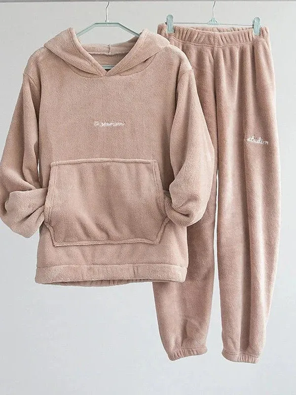 Cozy Women's Solid Color Sweatshirt and Tracksuit Pants Set for Everyday Wear