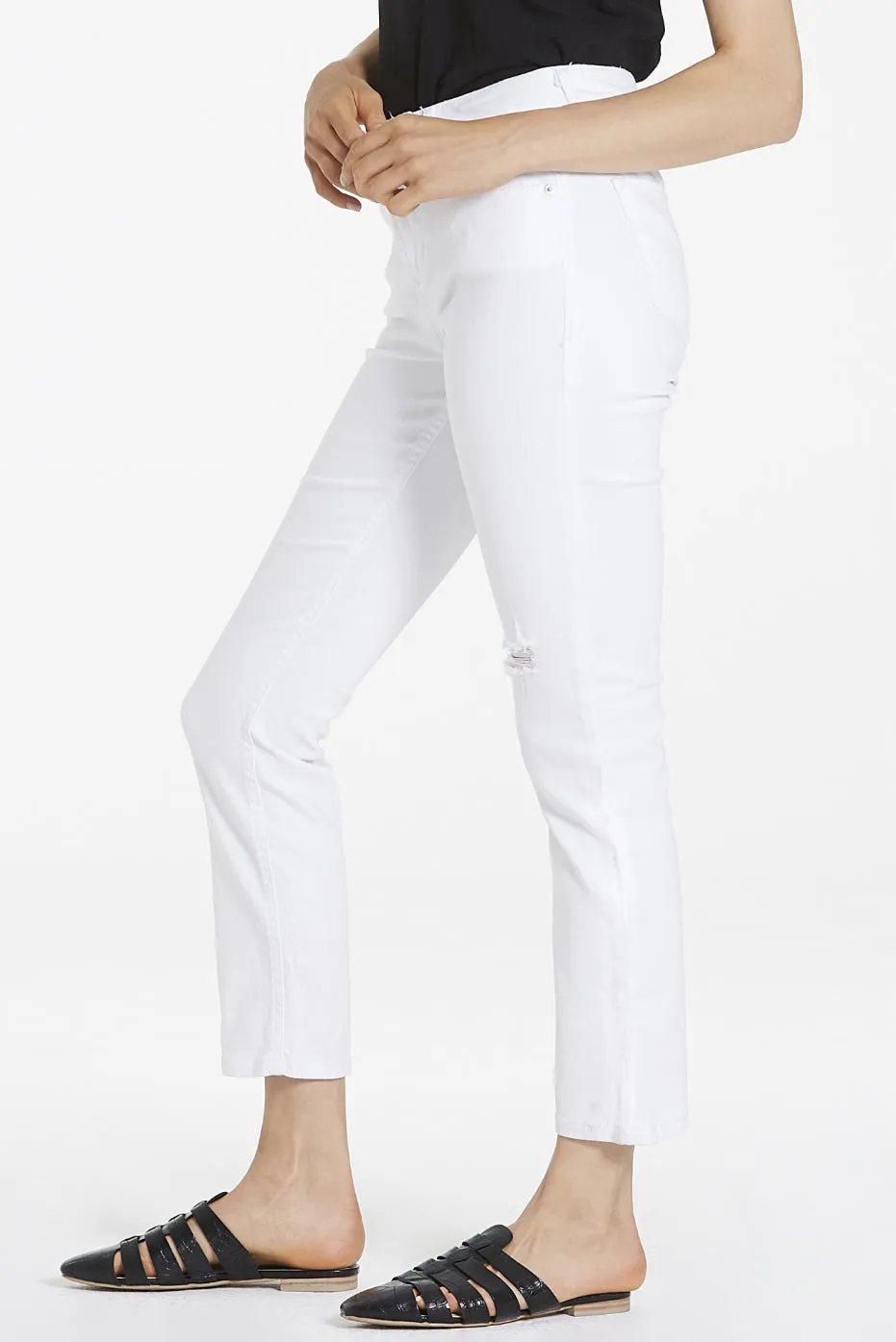 Dear John Blaire High Rise Ankle Slim Straight Jeans White