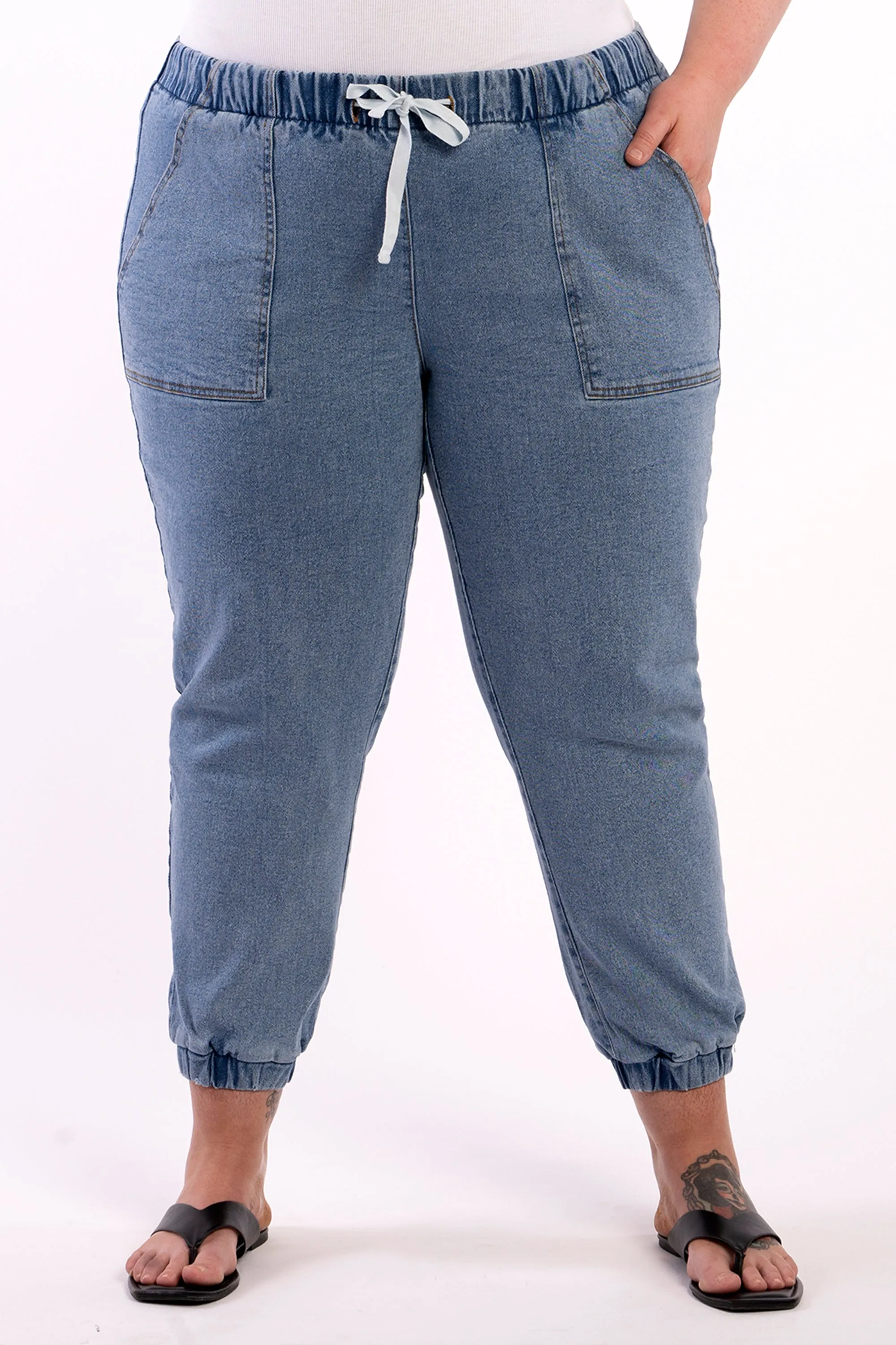 Dexy Midnight Denim Joggers - Light Wash - FINAL SALE - LAST ONES - XS(12/4) & S(14/16)