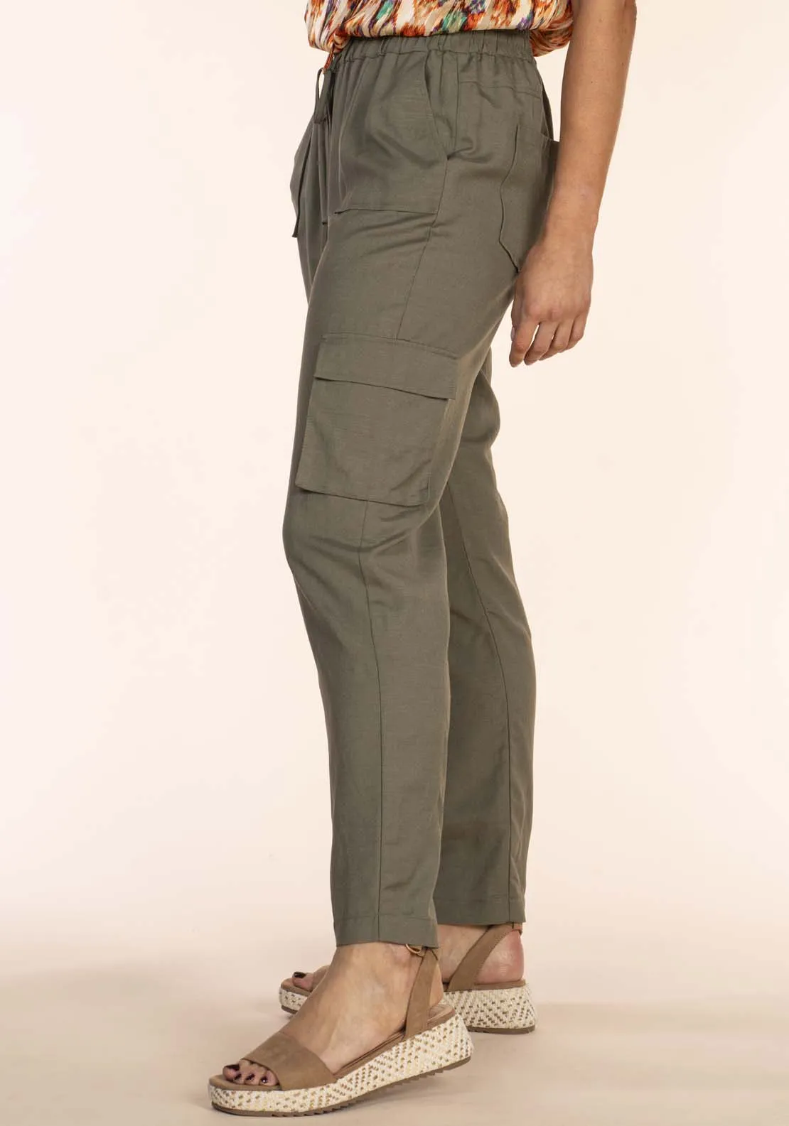 Drawstring Linen Pants - Green