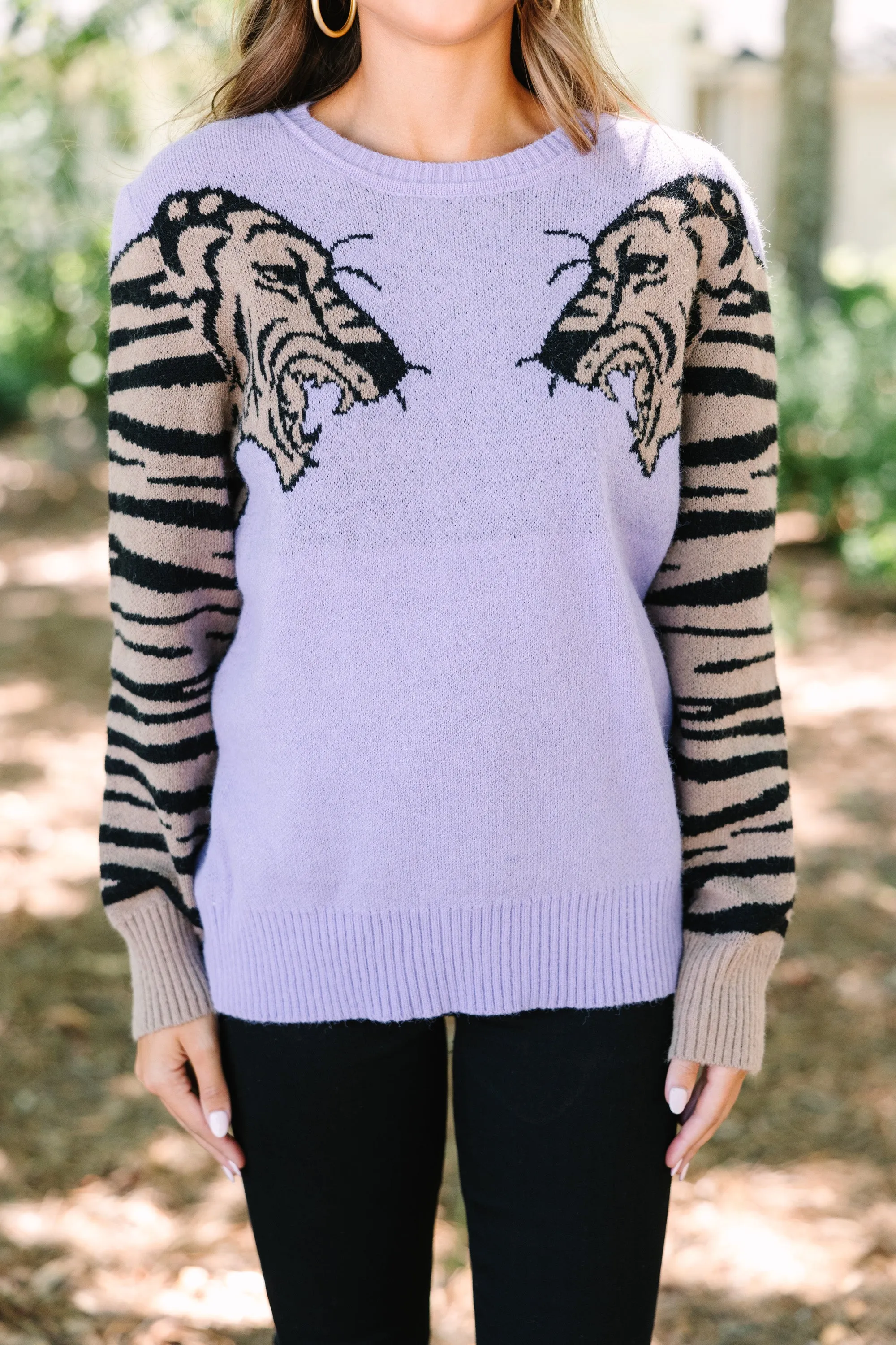 Dueling Dreams Lavender Purple Tiger Sweater