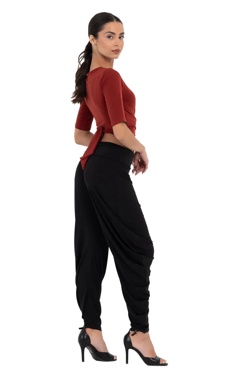 Electric Blue & Brick Red Harem Tango Pants With Gathers (S)