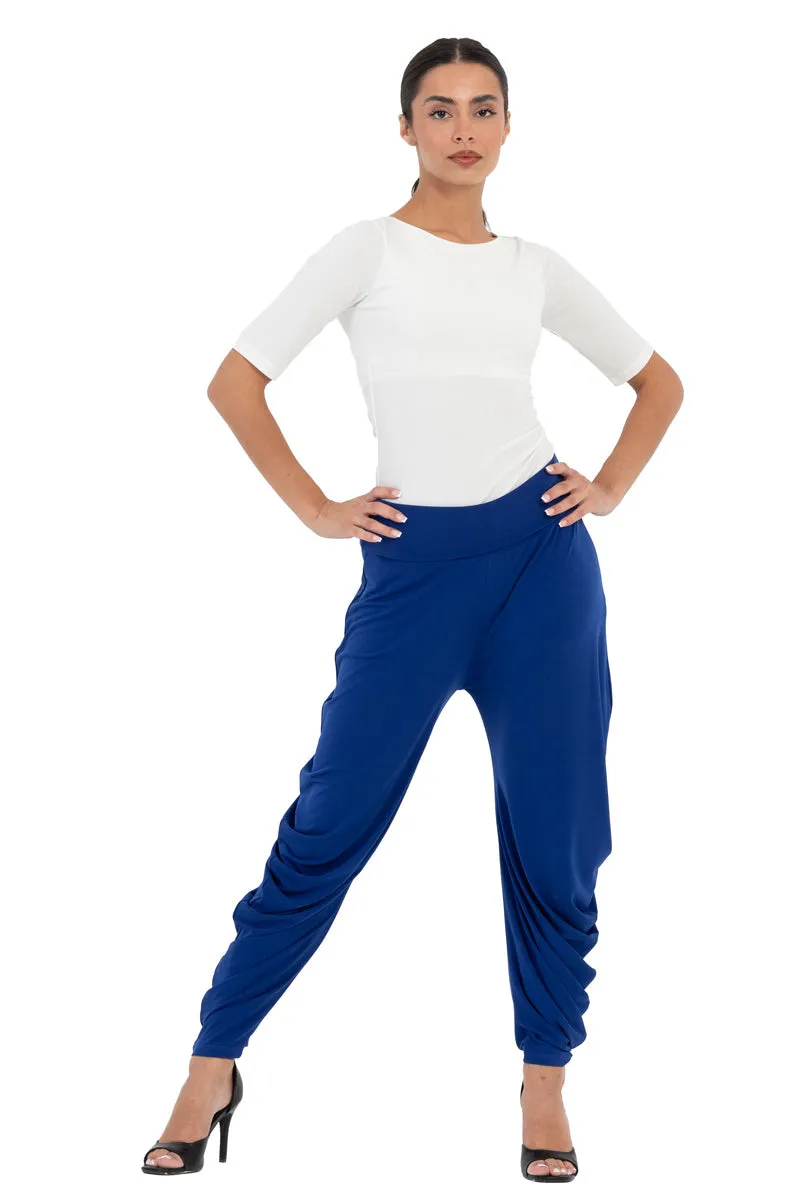 Electric Blue & Brick Red Harem Tango Pants With Gathers (S)