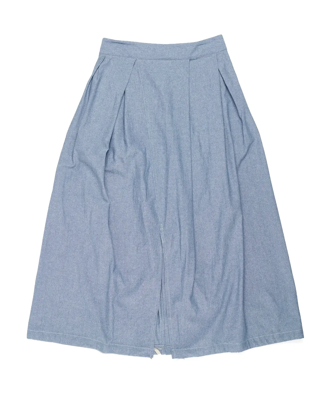 Engineered Garments Blue Chambray Tuck Skirt