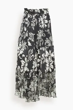 Floral Print Skirt in Black