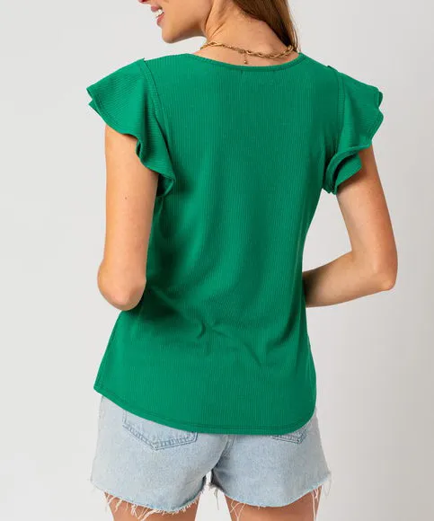 Flowy Sleeve Top - Kelly Green