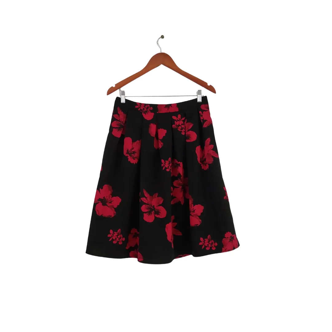 Forever 21 Black And Red Floral Printed Skirt | Gently Used |