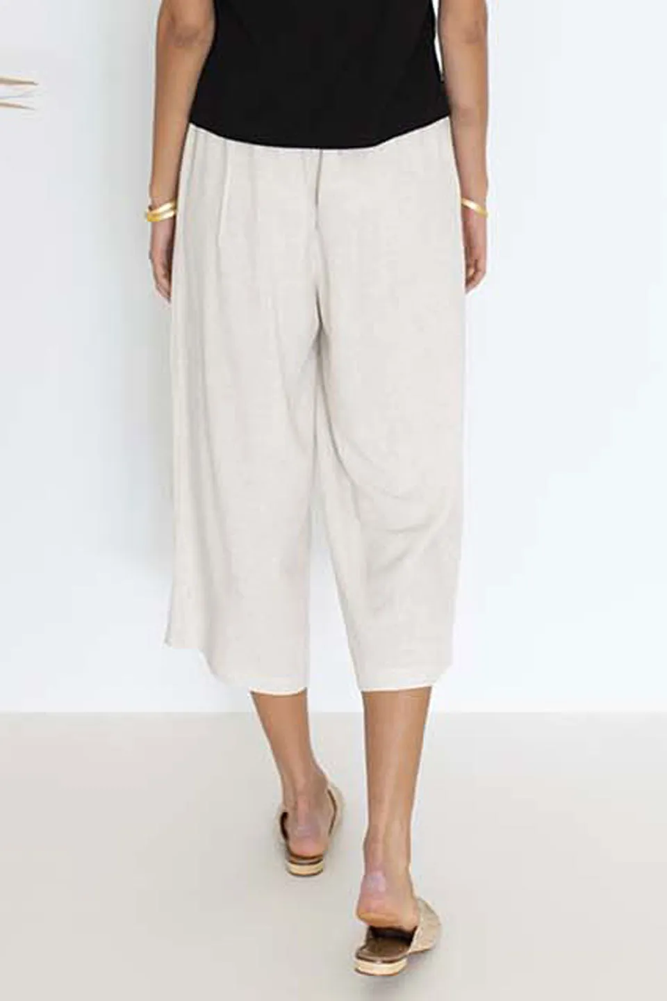 Gigi Cropped Wide Leg Natural Linen Pant