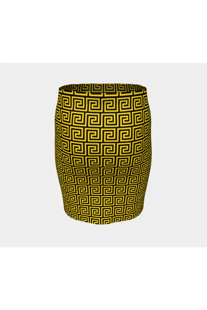 Gold Greek Key Fitted Skirt