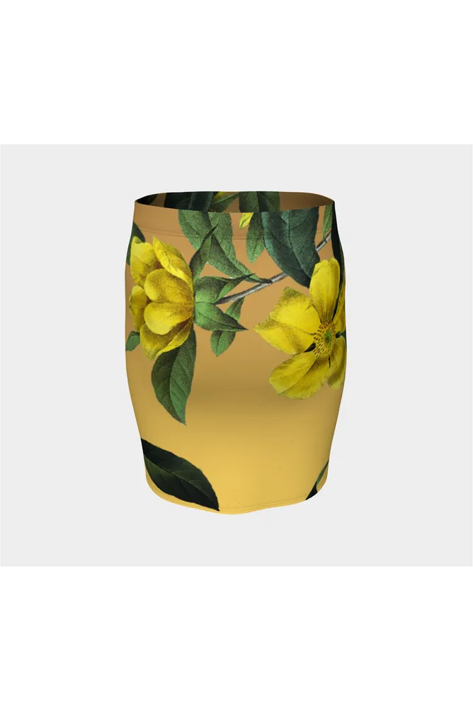 Golden Christmas Rose Fitted Skirt