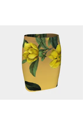 Golden Christmas Rose Fitted Skirt