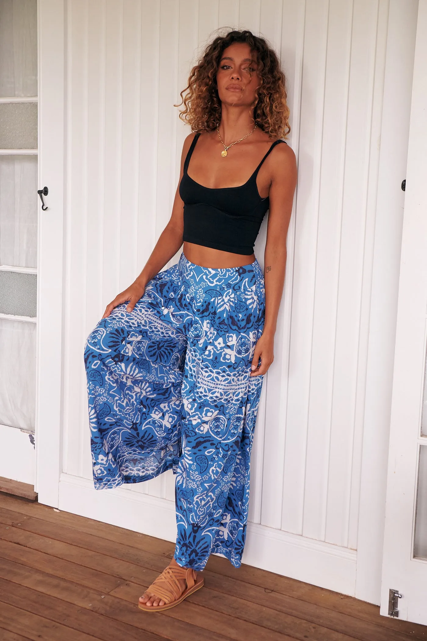 Gracie Pants - Blue/White