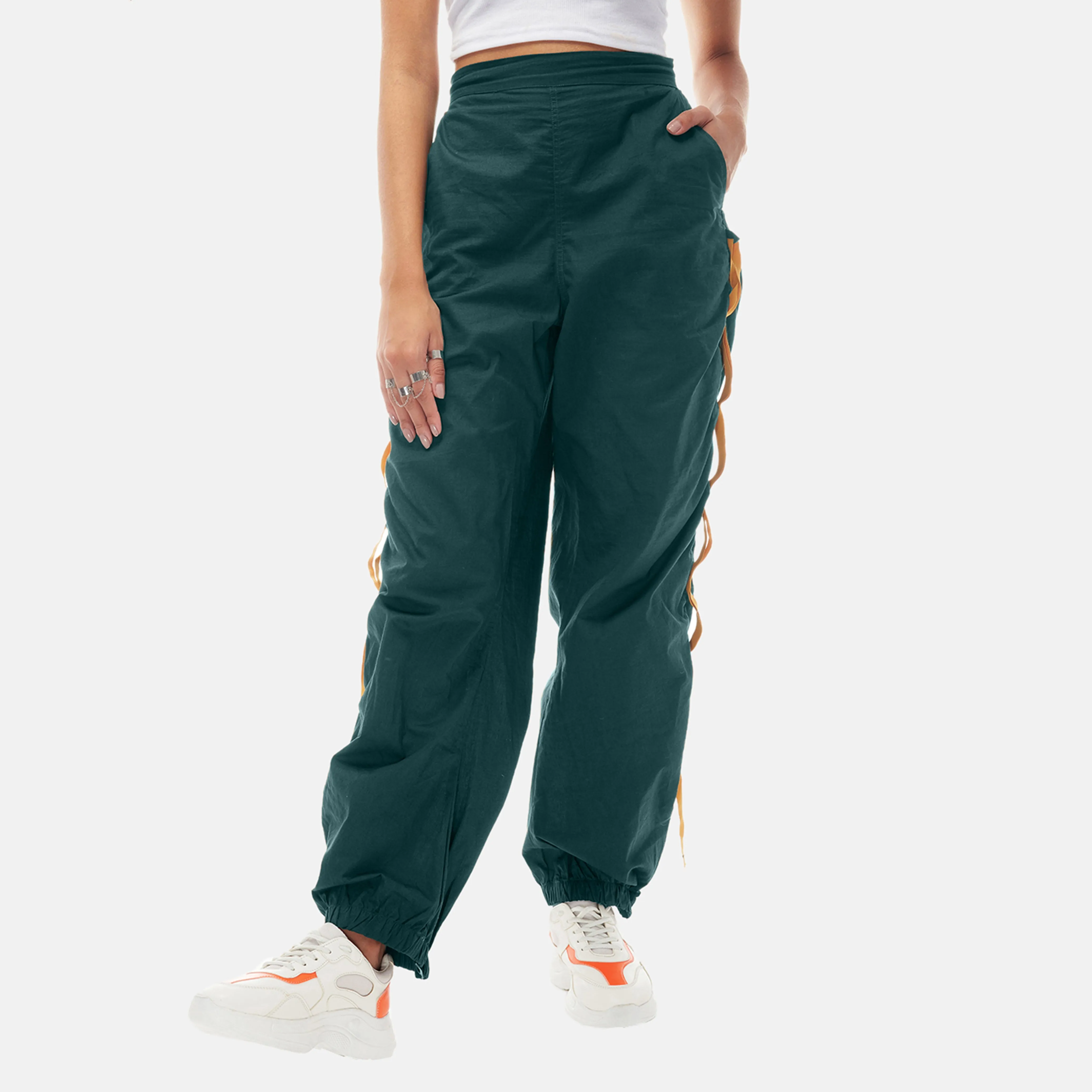 Green Tape Parachute Pants