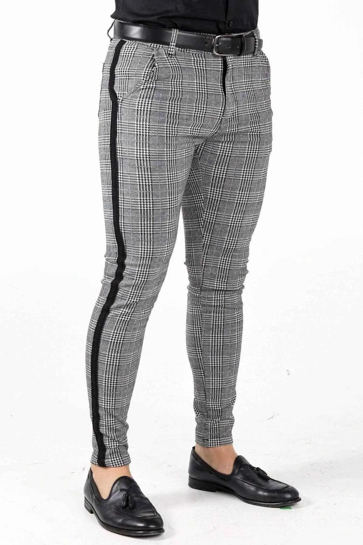 Grey & Black Plaid Pants