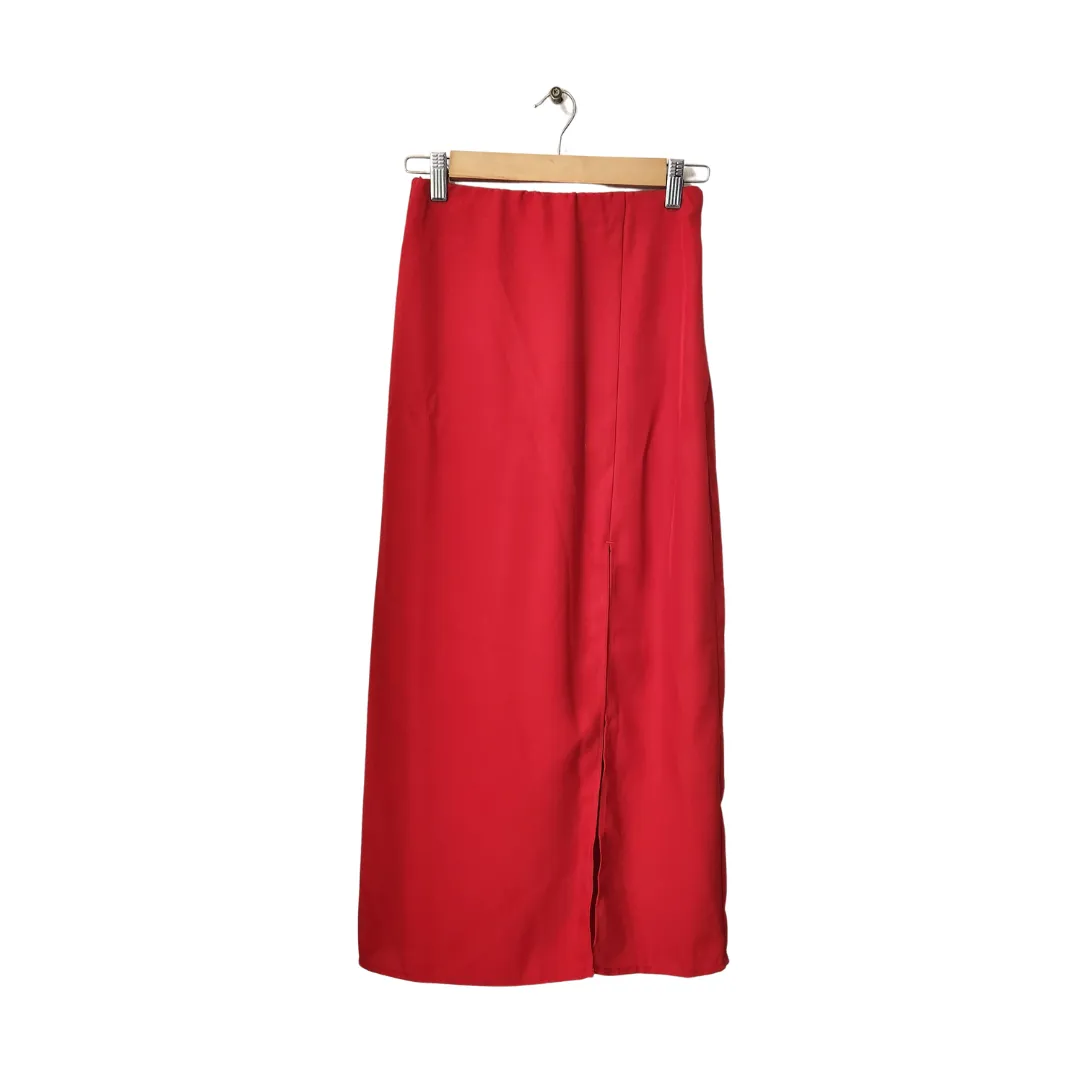 H&M Red High-waisted Midi Skirt | Gently Used |