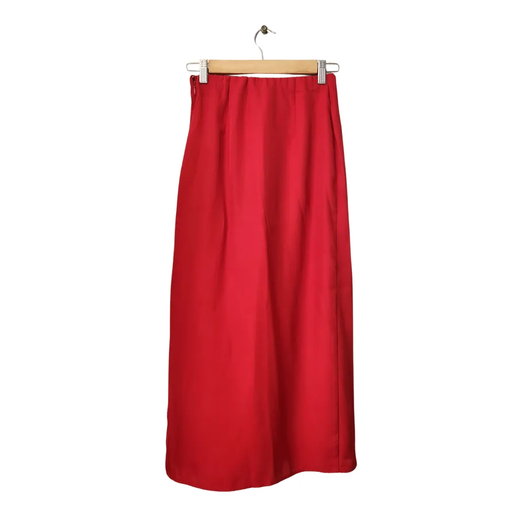 H&M Red High-waisted Midi Skirt | Gently Used |