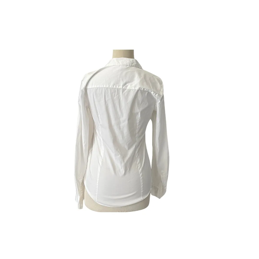 H&M White Collared Button-down Shirt | Pre Loved |