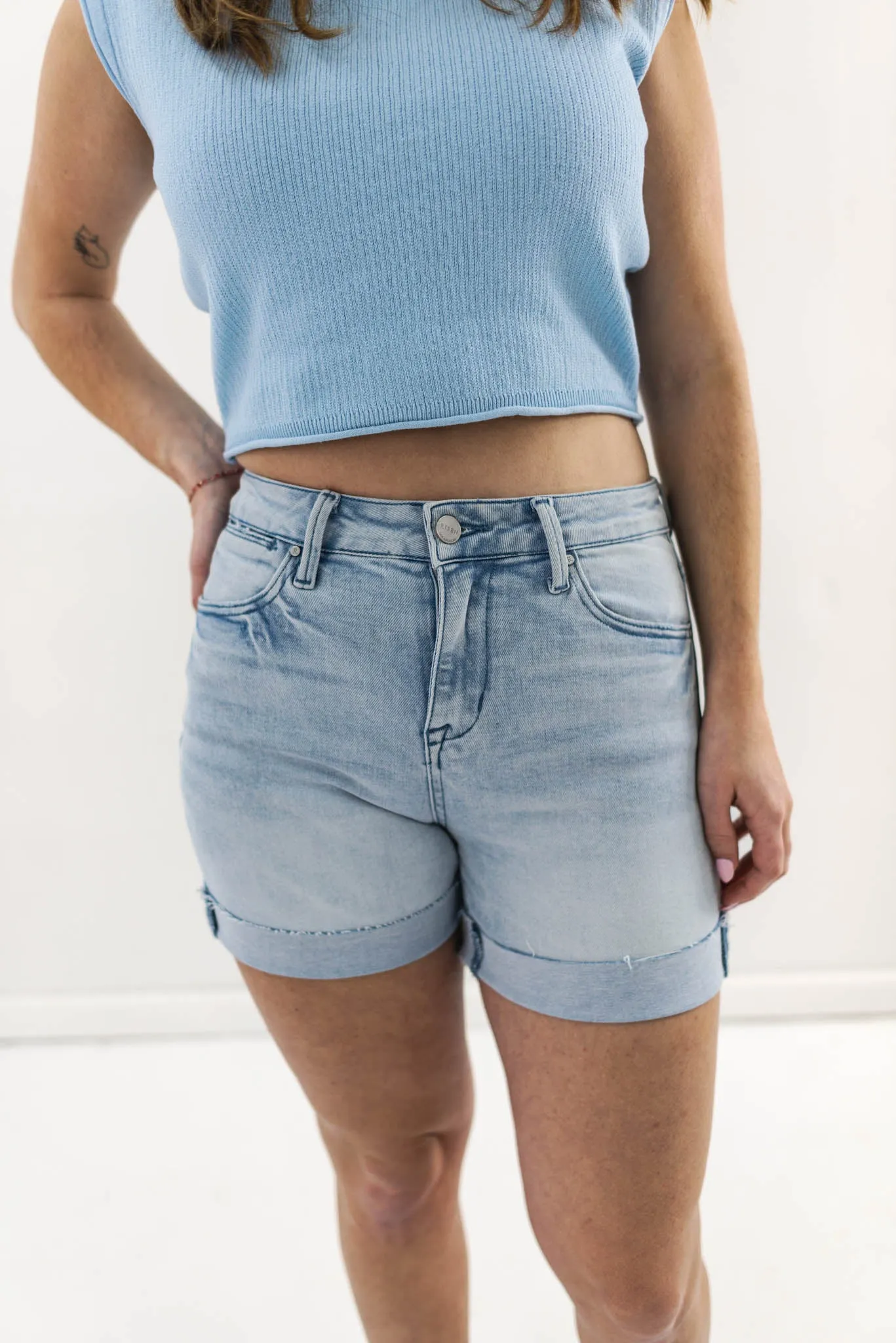 Hampton High Rise Cuffed Shorts | Risen