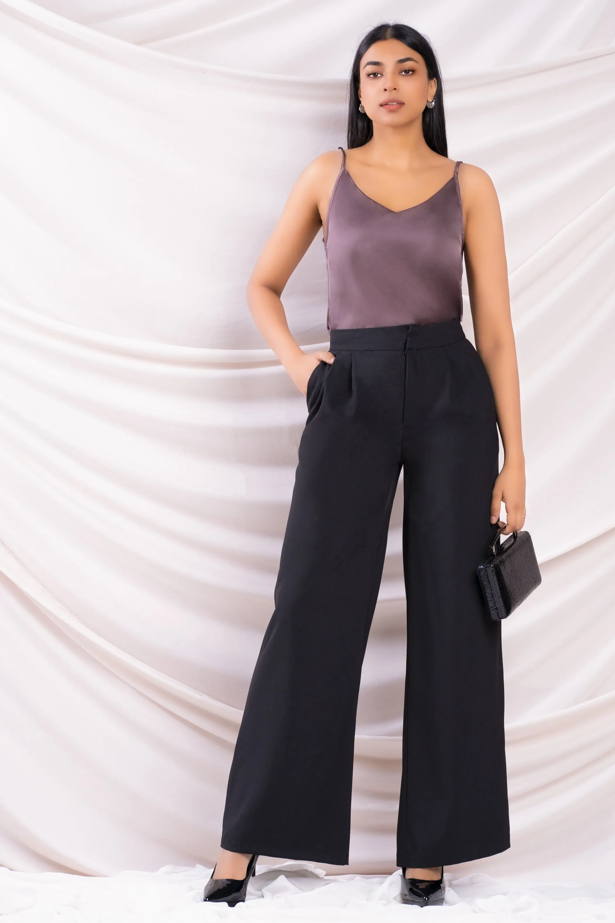 High Waist Pleated Wide Leg Pant