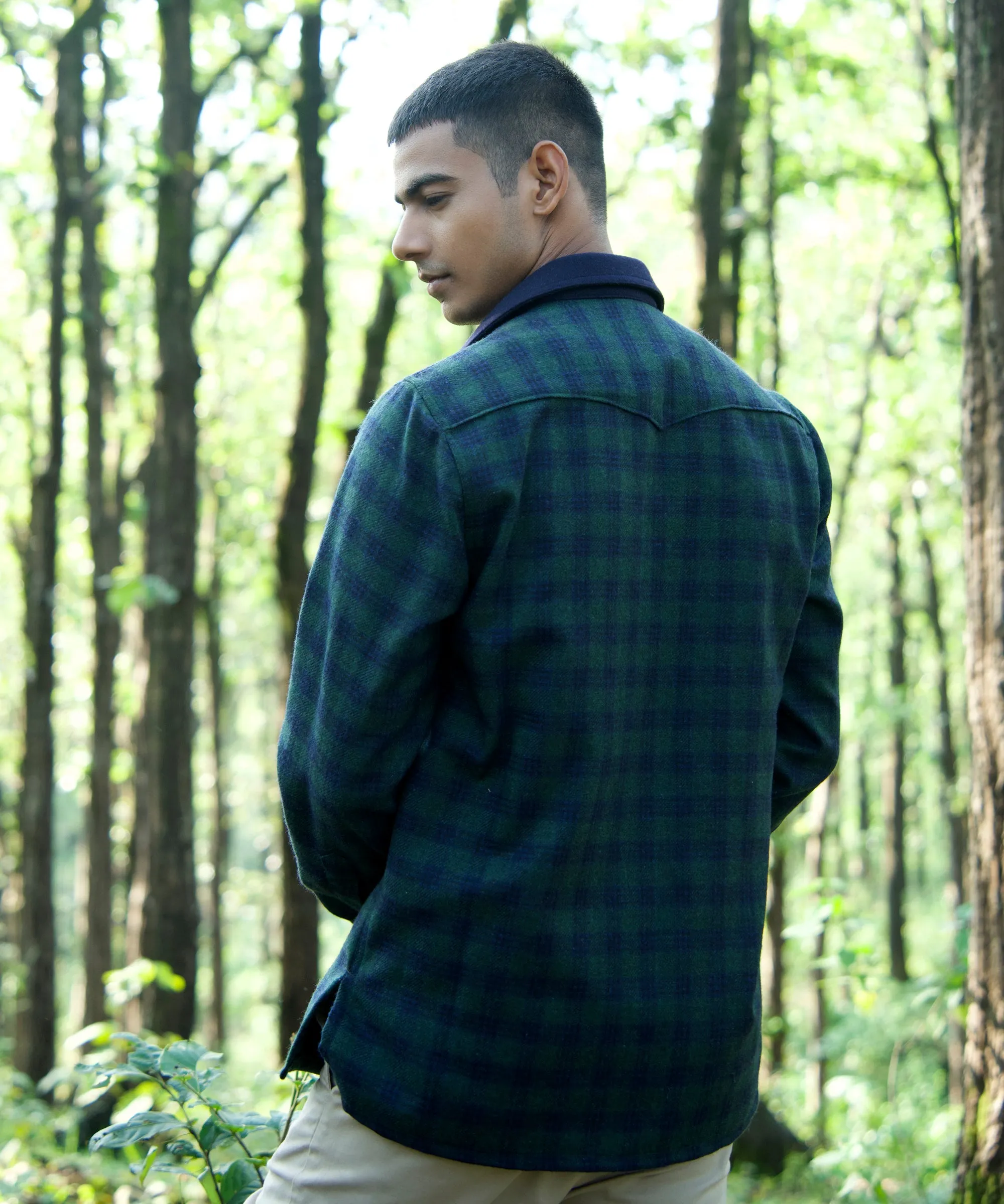 Hunter Green Woollen Popover Shirt