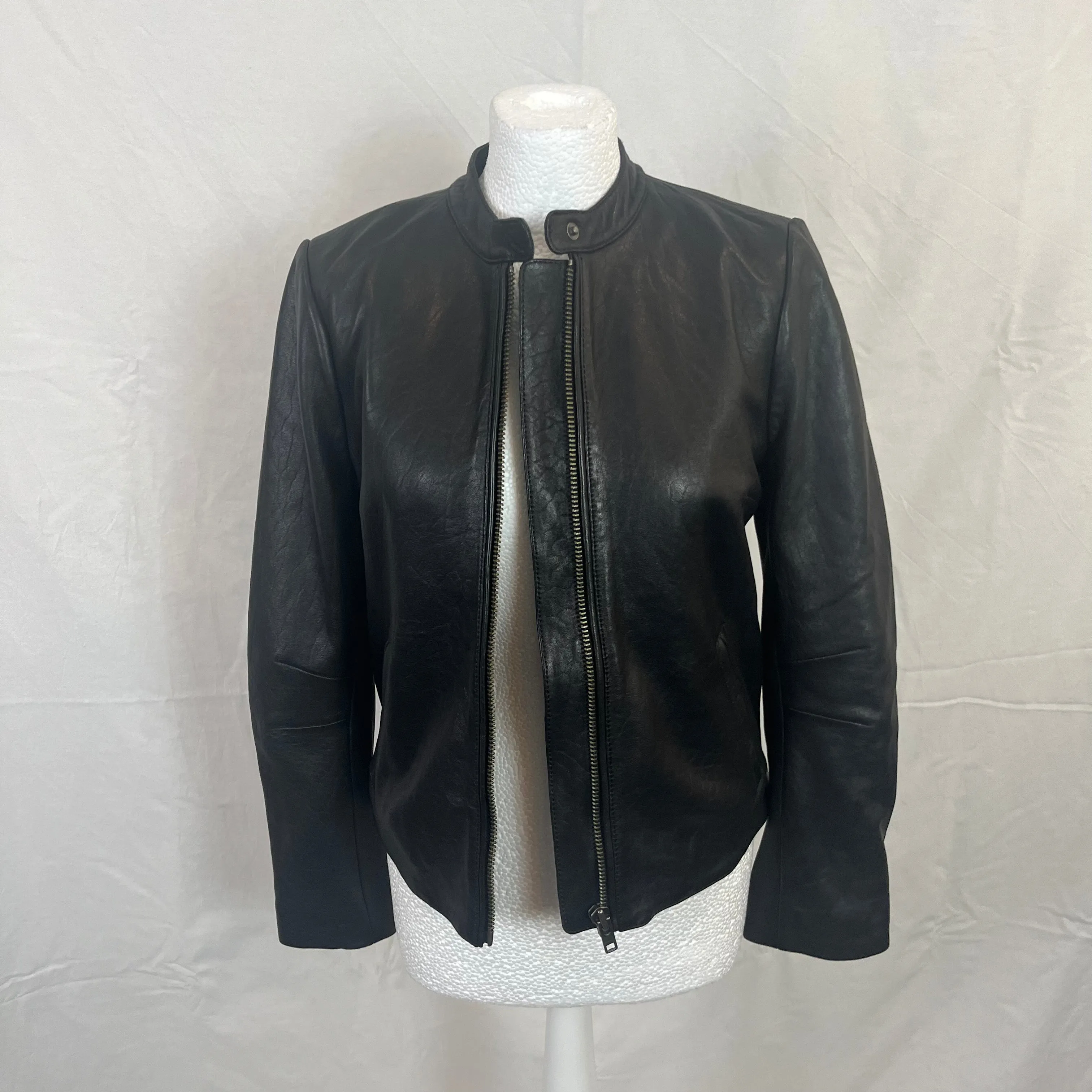 Hush Brand New 349 Black Leather Moto Jacket XS