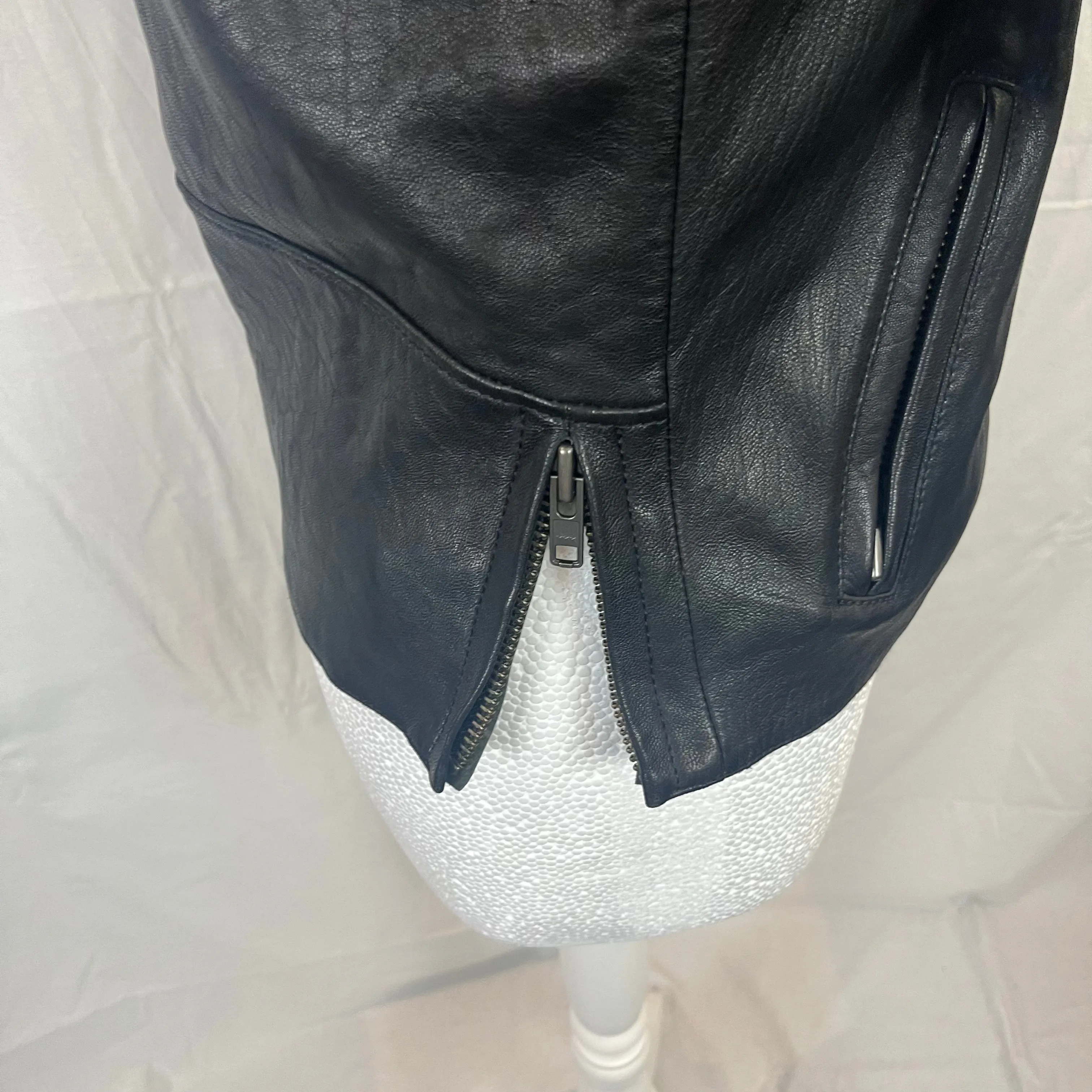 Hush Brand New 349 Black Leather Moto Jacket XS