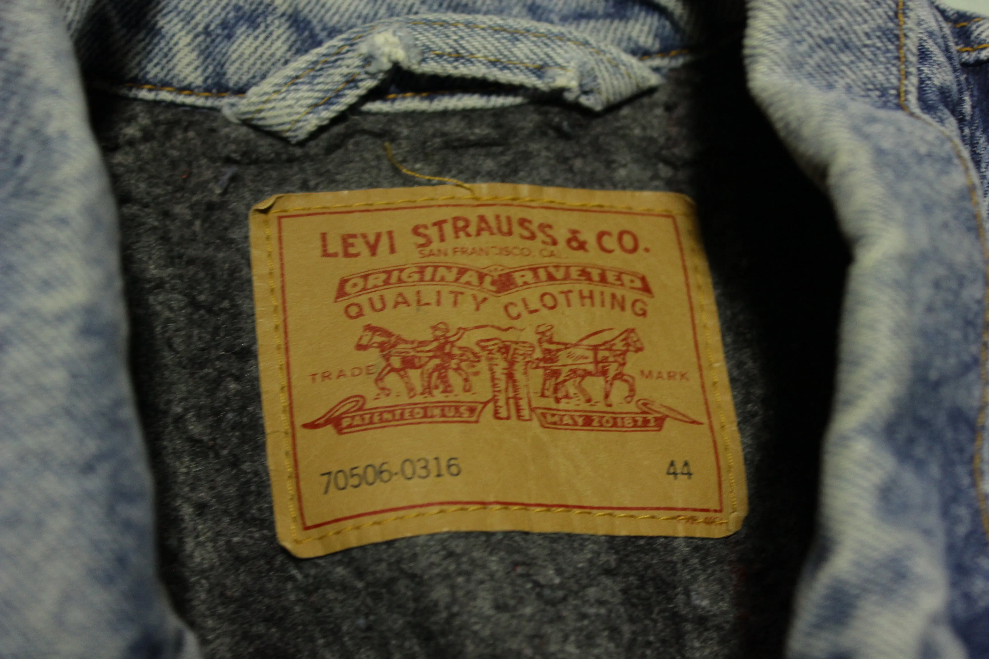 Levis 70506-0316 Blanket Flannel Lined Made in USA Vintage 80s Denim Jean Jacket