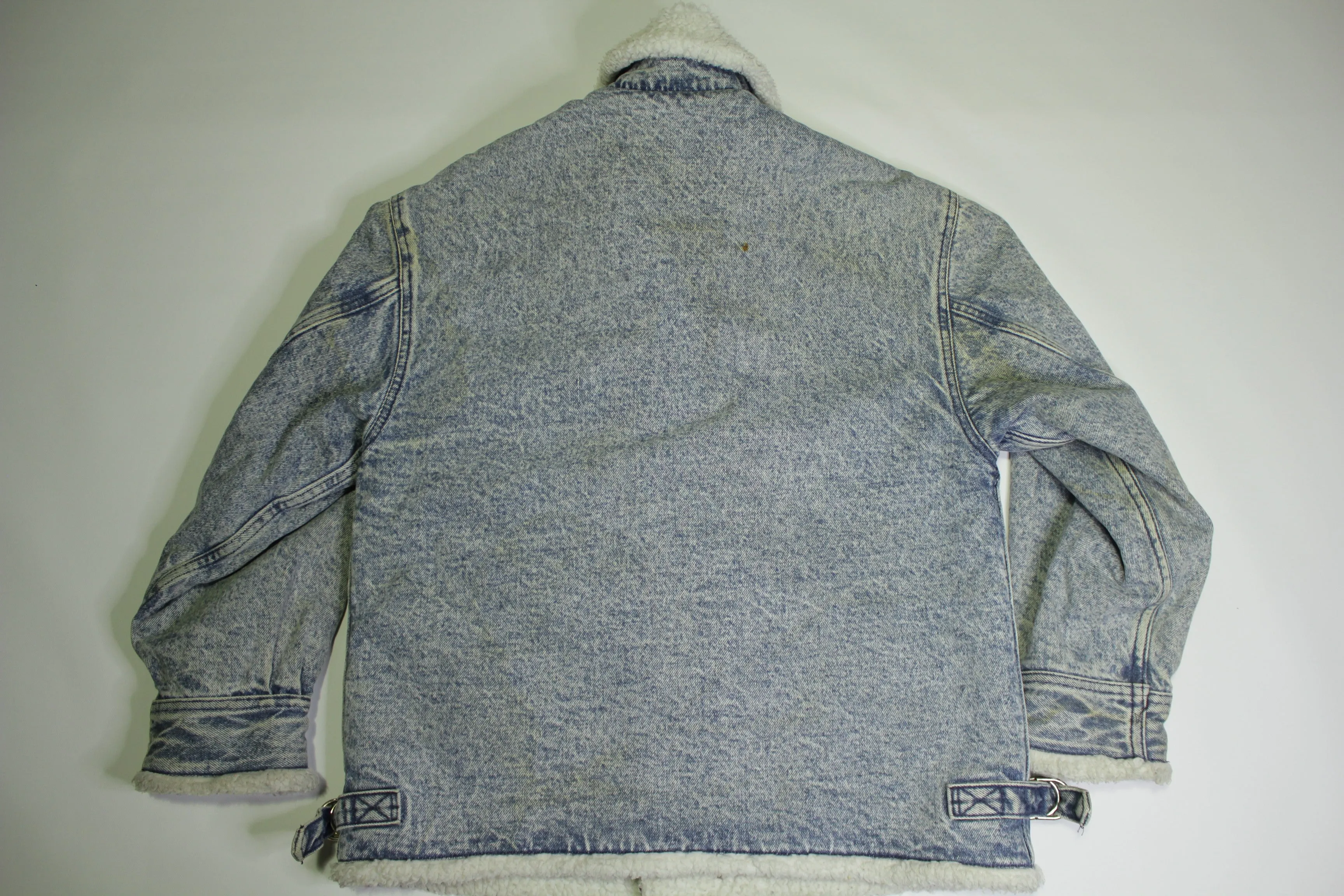 Levis RARE Buckle Collar San Francisco Sherpa Lined Acid Washed 80's Denim Jean Jacket