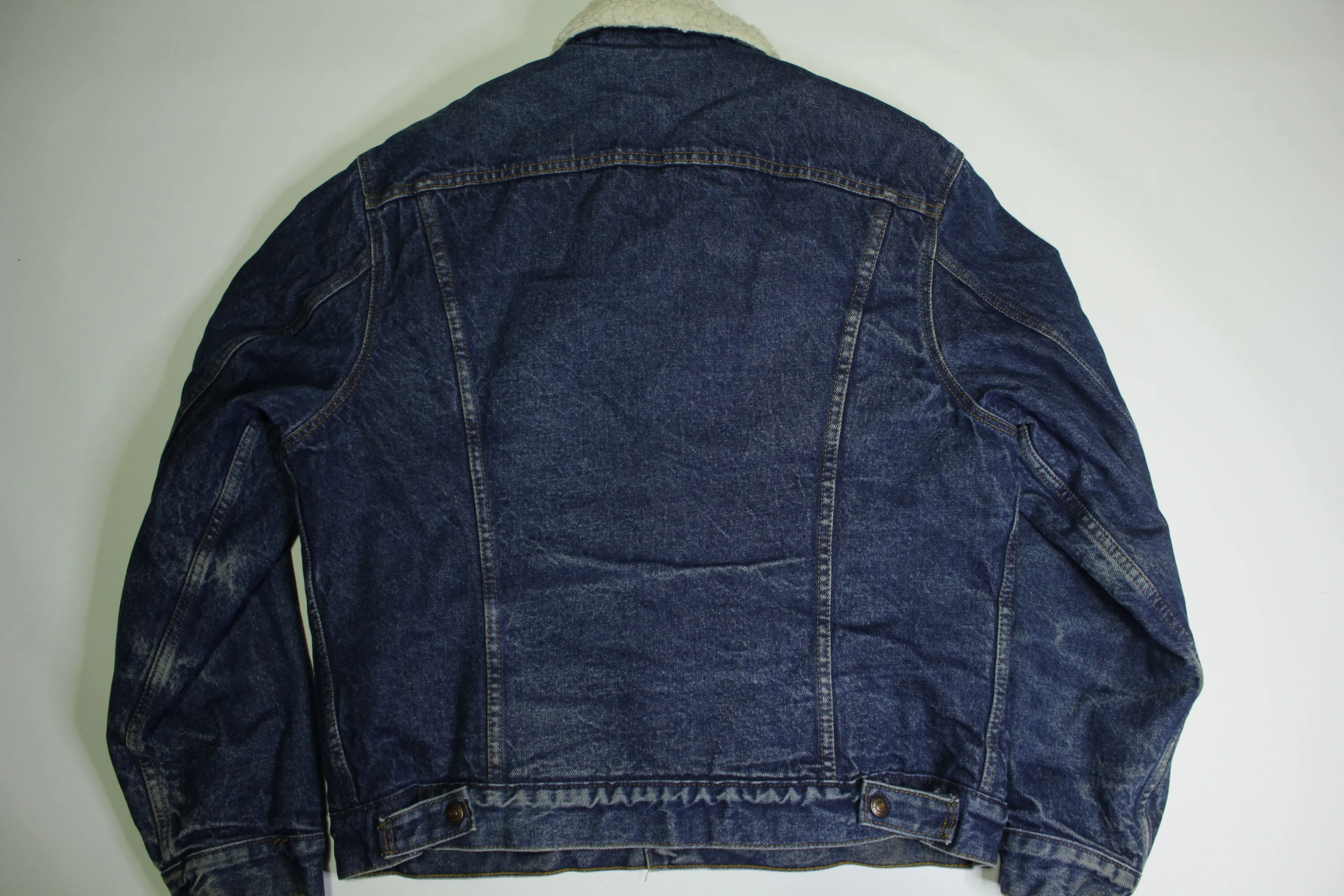 Levis San Francisco Sherpa Lined Dark Washed 80's Denim Jean Jacket USA Made