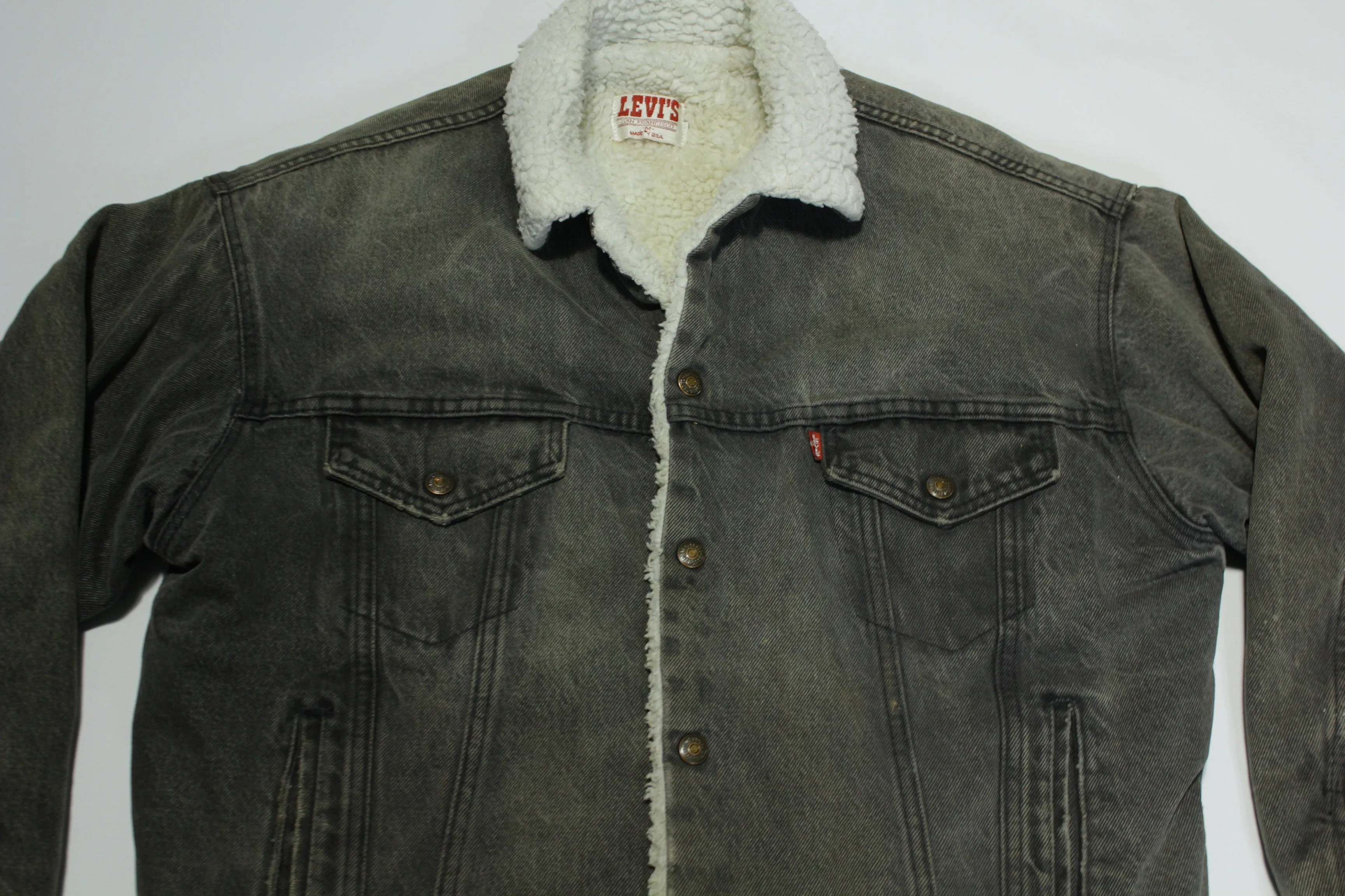 Levis San Francisco Vintage 80's Sherpa Lined Made in USA Faded Denim Jean Jacket