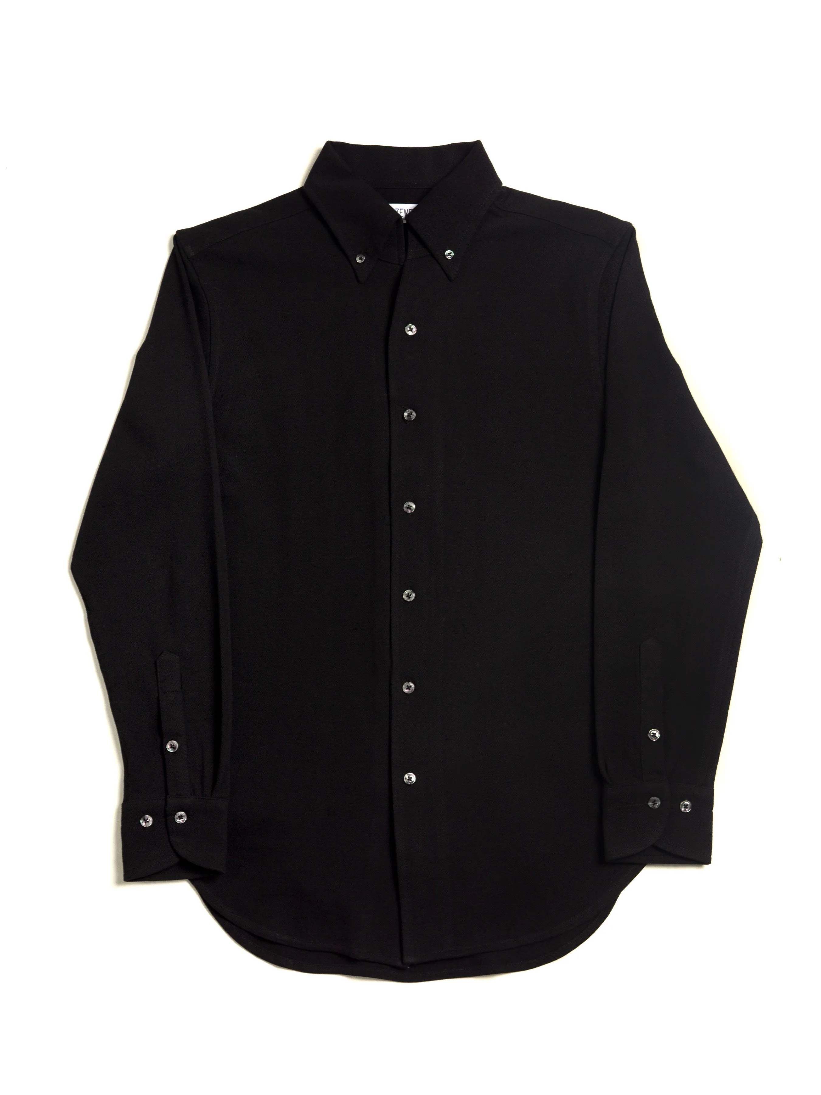 Long Sleeve Polo Shirt - Black Button Down